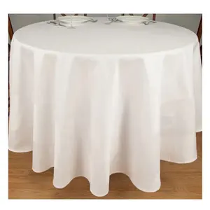 결혼식 연회를 위한 우수한 상표 빨 수 있는 직물 테이블 피복 백색 둥근 상보 리넨 면 테이블 덮개