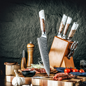 มีดเชฟเหล็กดามัสกัสคมพร้อมด้ามไม้ปรับแต่งได้เครื่องล้างจานปลอดภัยจากปากีสถาน - Product Image 4