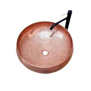 Fregadero de Cobre Puro de Doble Compartimiento, Moderno, Martillado, de una Sola Tina, para Cocina, Baño, Hogar, Hotel, Estilo Rústico - Product Image 2