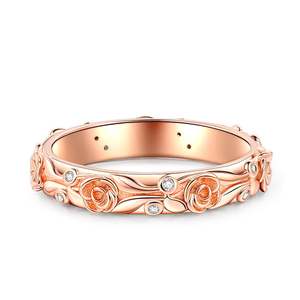 Jeulia Rose Gold Plated Sterling Silver Women's Romantic Leaf Carved Band <b>Ring</b> - Product Image 1