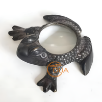 Loupe de bureau mains libres en laiton style vintage, forme grenouille, 4"x3.75", fonctionnelle pour la lecture de cartes
