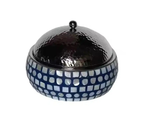 Exquisite Mother of Pearl Blue Casserole Cookware with Insulated Metal Design Perfect for Wedding Parties and Catering Events - Product Image 1