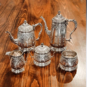 <b>Antique</b> Brass Silver Plated Wedding Gift <b>Tea</b> <b>Set</b> Coffee <b>Set</b> for Home Hotel Use at Wholesale Cheap Price From Indian Vendor - Product Image 3