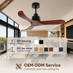 42 Inch Solid Wood <b>Ceiling</b> Fan Without <b>Light</b> with Remote Control, Downrod Mount Quiet Reversible DC Motor Fan - Product Image 3
