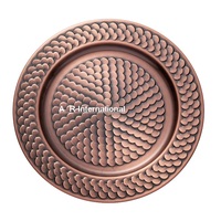 Assiette de présentation en métal découpé et gaufré, couleur or, haute qualité, compatible lave-vaisselle, écologique, style américain, pour fêtes et hôtels