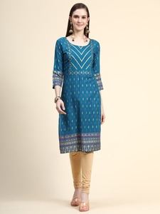 Maruti Fashion's New Exclusive Heavy Rayon Fabric Ladies Kurta / Kurti Casual Party Wear Impresión digital Indian Pakistani - Product Image 5