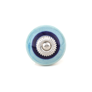 Shubham Bleu Blanc Pétale En Céramique Bouton Peint À La Main Floral Cabinet Tiroir, Poignée De Garde-Robe Décorative pour Vintage Home Decor - Product Image 1