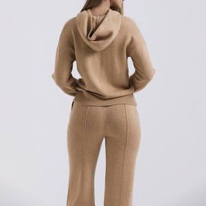 100% coton décontracté Jogging costumes à la mode à manches longues à capuche survêtement respirant Streetwear 2 pièces ensemble - Product Image 4