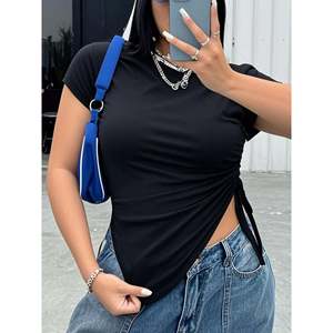 T-shirt da donna taglie forti con scollo rotondo e maniche corte, stampa floreale, in jersey di seta e cotone, casual, con logo a fantasia floreale, per l'estate - Product Image 1