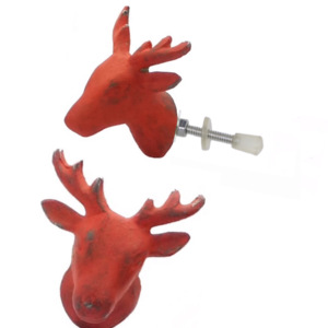 Boutons et poignées de meubles en fonte au design de renne rouge moderne pour armoire, commode, chambre et salle de bain - Product Image 2