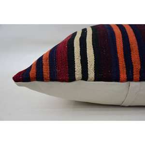 Multicolor Vintage Kilim Striped Wool <b>Pillow</b> 28x28 Inch Woven Decorative Cushion - Product Image 4