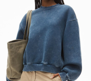 Sudadera de felpa de algodón 100% personalizada para mujer al por mayor, cuello redondo, estilo crop, lavado ácido de lujo, teñido anudado, servicio OEM para invierno - Product Image 2