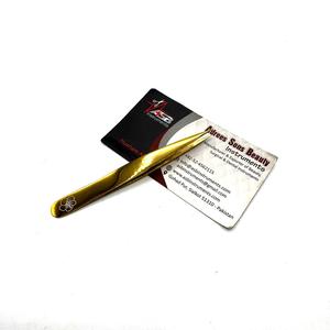 Pince à épiler à pointe pointue dorée Sourcils avec impression de logo personnalisé Pince à épiler en acier inoxydable pour façonner les sourcils Service OEM - Product Image 4