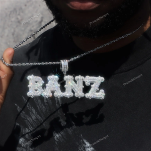 เครื่องประดับแร็ปเปอร์ผู้ชาย925จี้เพชรโมอิสเงินแท้จี้ตัวอักษรที่กำหนดชื่อเองจี้ VVS เพชรโมอิสซาไนต์จี้เย็น - Product Image 1