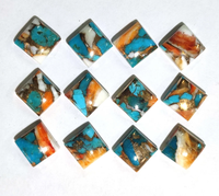 Cabochon en Turquoise Cuivrée Naturelle de Qualité Supérieure, Forme Carrée, Dos Plat, Poli, pour Fabrication de Bijoux DIY, Marque AMARA
