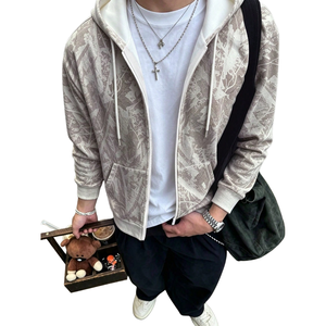 Sweat-shirt à capuche zippé pour homme, imprimé camouflage, en polaire douce et respirante, coupe oversize, coupe-vent, pour l'automne et le streetwear - Product Image 1