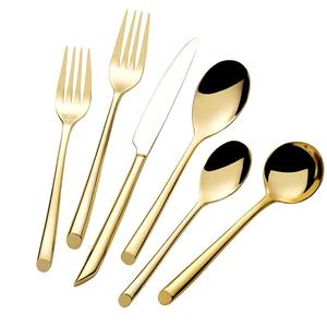 Design élégant Vente en gros Couverts de luxe en acier inoxydable pour mariage Cuillère Couteau Fourchette Banquets Ensemble de couverts plaqué or pour buffet - Product Image 1