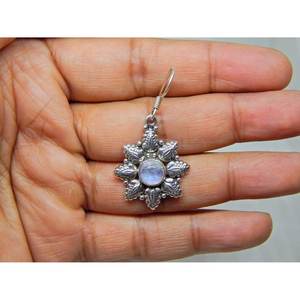 ต่างหู925เงินสเตอร์ลิงทำด้วยมือพร้อมอัญมณีมูนสโตนธรรมชาติอินเทรนด์เพชรควอทซ์เพทายของขวัญที่สมบูรณ์แบบ - Product Image 3