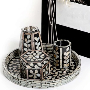 Handicrafts Mother Pearl Inlay Tray <b>Box</b> Incense Burner Set Black Mop Mubkhar for <b>Ramadan</b> Dukhoon Manufacturer's <b>Gift</b> - Product Image 1