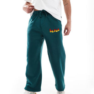 Pantalones Deportivos de Hombre 100% Algodón, a la Moda, Lavado Personalizado, Color Sólido, Estilo Holgado, Corte Recto, Talla Grande - Product Image 1