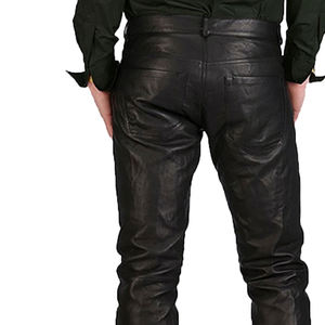 กางเกงหนังสำหรับผู้ชายทรงสลิมฟิตกางเกงหนังแท้แบบลำลองระดับพรีเมียมออกแบบได้ตามต้องการ - Product Image 4