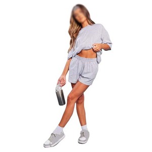 Ensemble 2 pièces pour femmes 100% coton Ensemble pour femmes léger Quickdry respirant Logo personnalisé Streetwear OEM - Product Image 4