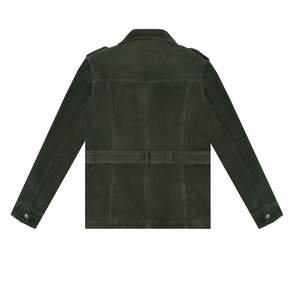 Veste imperméable à capuche pour femme et homme en cuir véritable d'hiver avec col montant, poches à rabat, fermeture éclair, fabrication artisanale, style urbain - Product Image 2