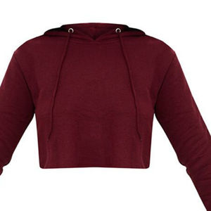 Haut court à manches longues pour femmes avec rayure dame pull à capuche broderie décoration grande taille motif solide - Product Image 5