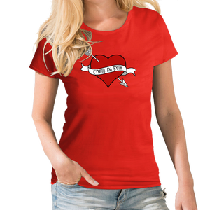 T-shirt Rossa da Donna <span class=keywords><strong>con</strong></span> Design Cymru Am Byth Heart, Stampa Serigrafica, 100% Cotone, Casual, Girocollo, Manica Corta, Vestibilità Regolare - Product Image 1