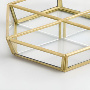 Organizador de joyas pequeño de lujo moderno, bandeja de baratija de cristal con marco de Metal con almacenamiento de anillo para accesorios de maquillaje - Product Image 4