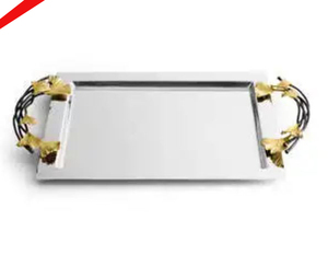 El último diseño martillado de forma ovalada Metal Golden Designer Leaf Shape Bandeja para servir para hotel - Product Image 5