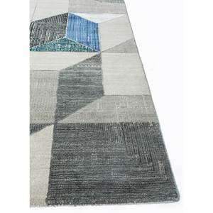Tapis Kavi gris et noir en laine et soie de bambou noués à la main, motif géométrique Théorie du Chaos, pour la maison, le couloir, hauteur pelucheuse - Eskn-1004 Jaipur - Product Image 4