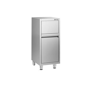 Contenedor de basura comercial - Contenedor con tapa de empuje - 940 (A) x 400 (L) x 500 (P) mm - con ruedas traseras - Cierre suave y sin soporte - Acero inoxidable - Product Image 1
