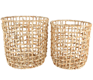 Venta al por mayor hermoso diseño de agua natural Jacinto cestas de almacenamiento de ropa conjunto de 2 para la decoración del hogar ODM tamaño personalizado - Product Image 5