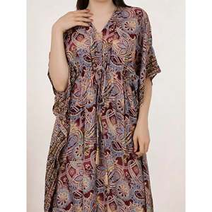 Women's Luxury Boho Chic Summer Maxi Dress Silk Blend Long <b>Kaftan</b> Loose Fit <b>Beach</b> Coverup Elegant Lounge Wear - Product Image 3