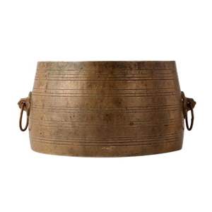 Jardinière en bronze indien antique de couleur traditionnelle faite à la main avec poignée en anneau Pot de fleurs Pot de jardin pour la décoration 9 X 15 cm - Product Image 2