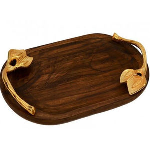 Plateau de service en bois léger et élégant de qualité authentique pour le thé et le café, provenant d'un exportateur indien à bas prix - Product Image 1