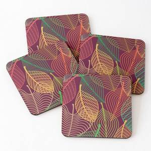 1072 Mango Wood/Acacia Wood Over Printed Tea Serving <b>Coasters</b> 4 Pieces <b>Set</b> - Product Image 5