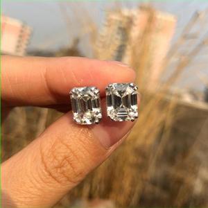 925 Sterling Silver Fashion <b>Stud</b> <b>Earrings</b> Jewelry Emerald Cut Diamonds Moissanite Anniversary Gift <b>Earrings</b> for Women - Product Image 1
