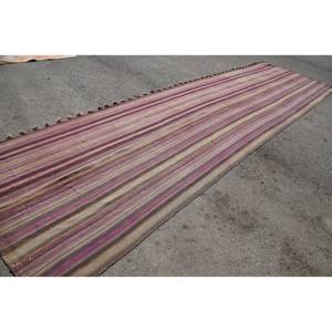 Tapis Kilim Vintage de 5,2x17,8 pieds, matériau en laine patchwork rose et marron avec support en latex pour une décoration intérieure chaleureuse et accueillante - Product Image 2