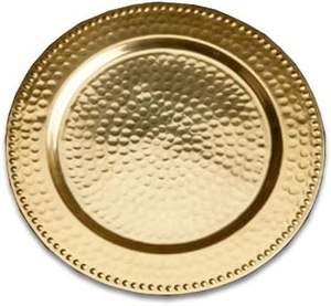 Offre Spéciale forme ronde en acier inoxydable or Antique chargeur assiette Design décoratif ensemble vaisselle fête de mariage pour la cuisine - Product Image 5