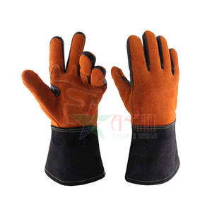 ถุงมือเชื่อมหนังวัวเพื่อความปลอดภัยทนทานใช้ในงานอุตสาหกรรมกันลื่นใช้ปิดแบบดึง - Product Image 1