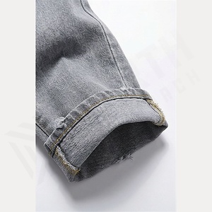 Jeans de Mezclilla Rasgados para Hombre, Transpirables, de Alta Calidad, para Invierno y Otoño, con Logotipo Personalizado, Lavado Vintage, Pierna Recta, Estilo Apilado, Desgastado, de Secado Rápido - Product Image 6