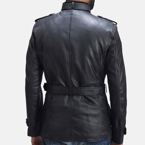 Chaqueta de Motociclista de Cuero Puro Personalizada de Pakistán para Hombre, Chaqueta de Invierno de Lona Recubierta de Alta Calidad con Cuello Alto Estilo Motero y Logotipo Frontal - Product Image 3
