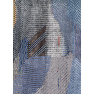 Tapis Manchaha bleu noué à la main en laine et soie de bambou, épaisseur 10 mm, motif rectangulaire pour couloir, pour sol domestique, modèle n° Les-2947 - Product Image 3