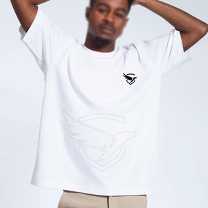 เสื้อยืดโอเวอร์ไซส์ผ้าคอตตอนผ้าโพลีเอสเตอร์พิมพ์โลโก้ตามสั่ง - Product Image 2