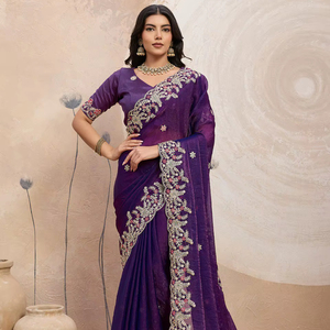 Sari de Seda Espacial de Primera Calidad, Diseño Exclusivo de la India, el Más Vendido, Última Moda, Muy Popular, Alta Demanda, el Más Exportado - Product Image 1