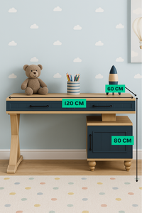 Escritorio de Estudio Moderno y Ergonómico Arion Kids Ozan con Cuerpo de MDF y Patas de Madera para el Diseño del Área de Estudio de los Niños - Product Image 2