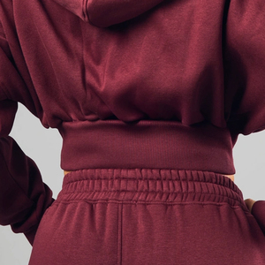 Sweat à capuche court et ample avec fermeture éclair, manches longues, respirant et confortable, pour les acheteurs en gros, design décontracté et tendance - Product Image 6