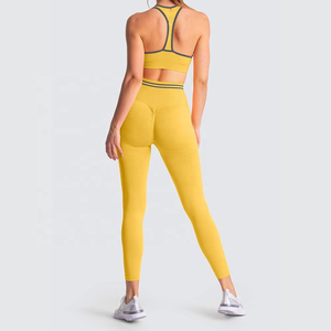 Custom Logo <b>Black</b> Seamless Sports Bra and <b>Leggings</b> Set <b>Women</b> High Waist Gym Workout Activewear - Product Image 6